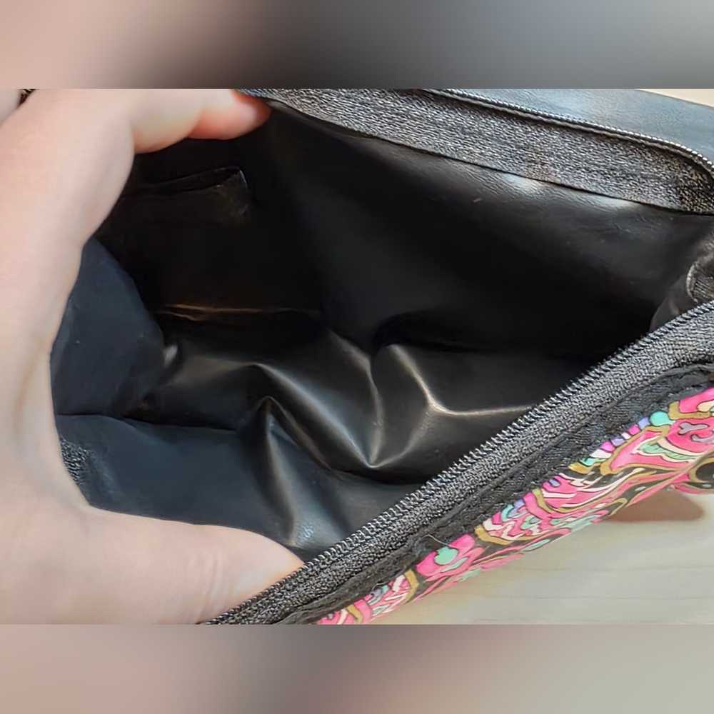 MARY KAY Cloth Makeup Cosmetic Bag w/Built in Mirror Pink Black Teal Paisley - Picture 8 of 14